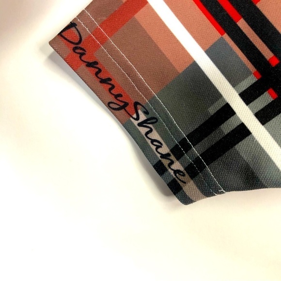 Danny Shane cycling jersey red tartan plaid zip front short sleeves back pockets - Picture 3 of 8